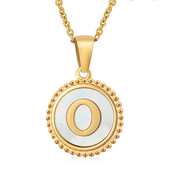 316L Stainless Steel Letter Coin Necklace 18K Gold Plated Women's Fashion