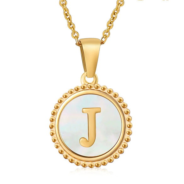 316L Stainless Steel Letter Coin Necklace 18K Gold Plated Women's Fashion