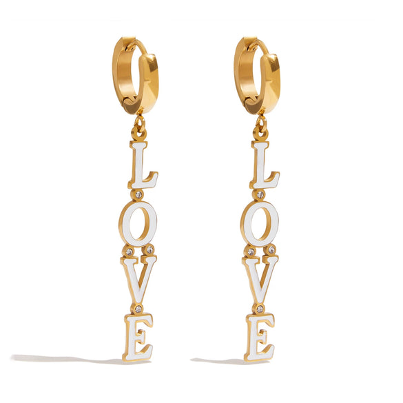 Titanium Steel Letter Earrings Electroplated Ins Style Jewelry For Women