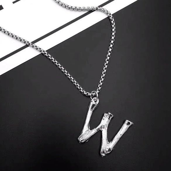 Titanium Steel Letter Hiphop Couple's Necklace With Finishing Plating