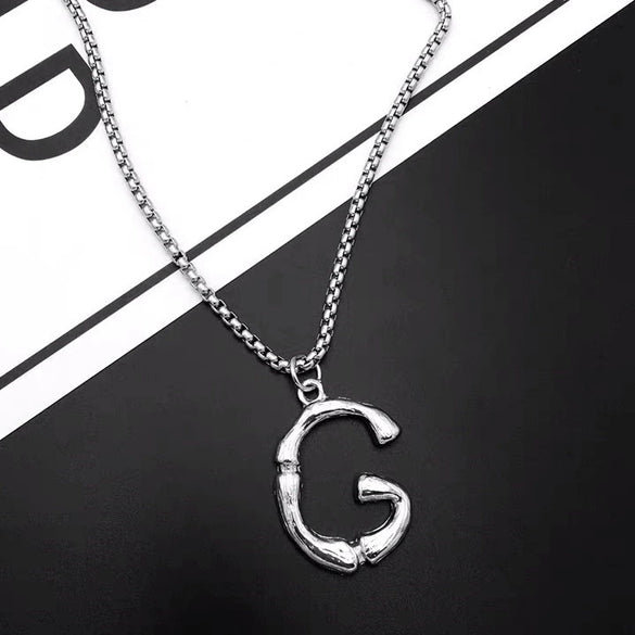 Titanium Steel Letter Hiphop Couple's Necklace With Finishing Plating