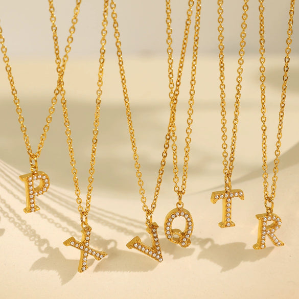 316L Stainless Steel Letter Pendant Necklace Fashion Cold Style Electroplating