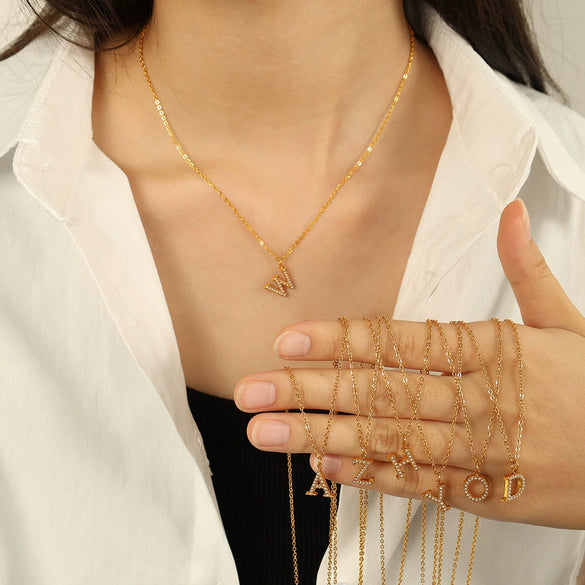 316L Stainless Steel Letter Pendant Necklace Fashion Cold Style Electroplating