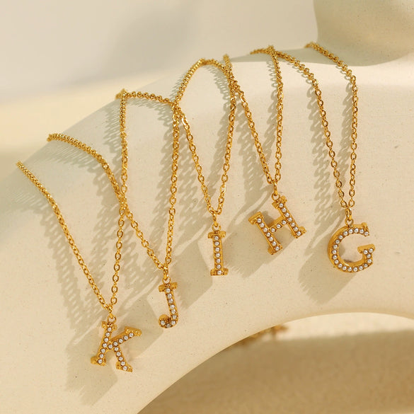 316L Stainless Steel Letter Pendant Necklace Fashion Cold Style Electroplating