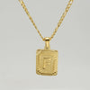 316L Stainless Steel Letter Pendant Necklace For Men Figaro Chain