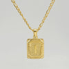 316L Stainless Steel Letter Pendant Necklace For Men Figaro Chain