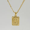 316L Stainless Steel Letter Pendant Necklace For Men Figaro Chain
