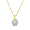 316L Stainless Steel Letter Polygon Pendant Necklace For Women With Electroplating Treatment