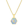 316L Stainless Steel Letter Polygon Pendant Necklace For Women With Electroplating Treatment