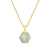 316L Stainless Steel Letter Polygon Pendant Necklace For Women With Electroplating Treatment