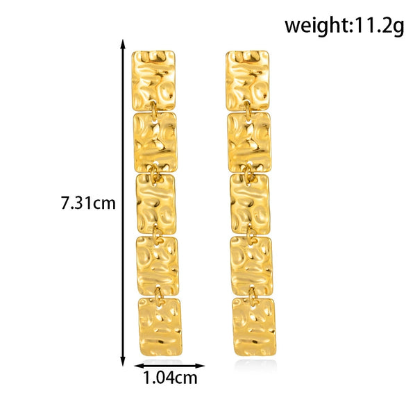 Titanium Steel Light Luxury Butterfly Flower Geometric Tassel Earrings With Electroplating