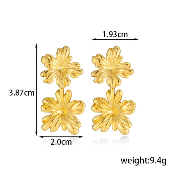 Titanium Steel Light Luxury Butterfly Flower Geometric Tassel Earrings With Electroplating