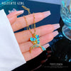 Titanium Steel Light Luxury Colorful Woodpecker Zircon Geometric Design Necklace