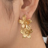 Titanium Steel Light Luxury Flower Geometric Retro Earrings With Electroplating