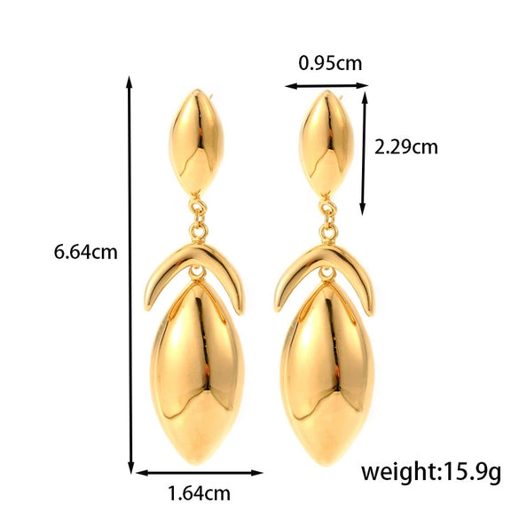 Titanium Steel Light Luxury Flower Geometric Retro Earrings With Electroplating