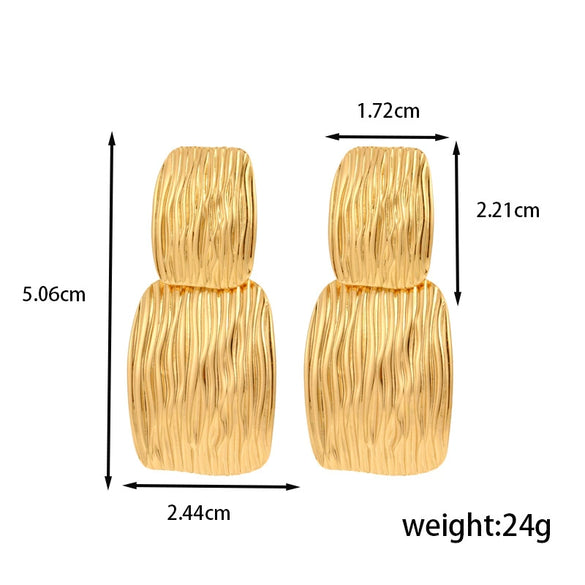 Titanium Steel Light Luxury Flower Geometric Retro Earrings With Electroplating