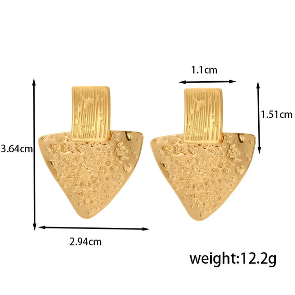 Titanium Steel Light Luxury Flower Geometric Retro Earrings With Electroplating