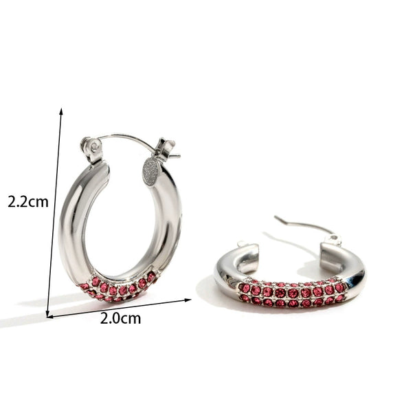 Titanium Steel Light Luxury Flower Heart Shape Pendant Earrings With Diamond Embedded And Electroplating Treatment