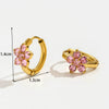 Titanium Steel Light Luxury Flower Heart Shape Pendant Earrings With Diamond Embedded And Electroplating Treatment