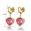 Titanium Steel Light Luxury Flower Heart Shape Pendant Earrings With Diamond Embedded And Electroplating Treatment