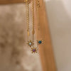 Titanium Steel Light Luxury Flower Pattern Electroplated Opal Earrings And Necklace