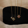 Titanium Steel Light Luxury Flower Pattern Electroplated Opal Earrings And Necklace