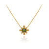 Titanium Steel Light Luxury Flower Pattern Electroplated Opal Earrings And Necklace