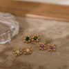 Titanium Steel Light Luxury Flower Pattern Electroplated Opal Earrings And Necklace