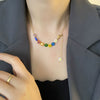 Titanium Steel Light Luxury Geometric Flower Electroplated Women's Clavicle Chain