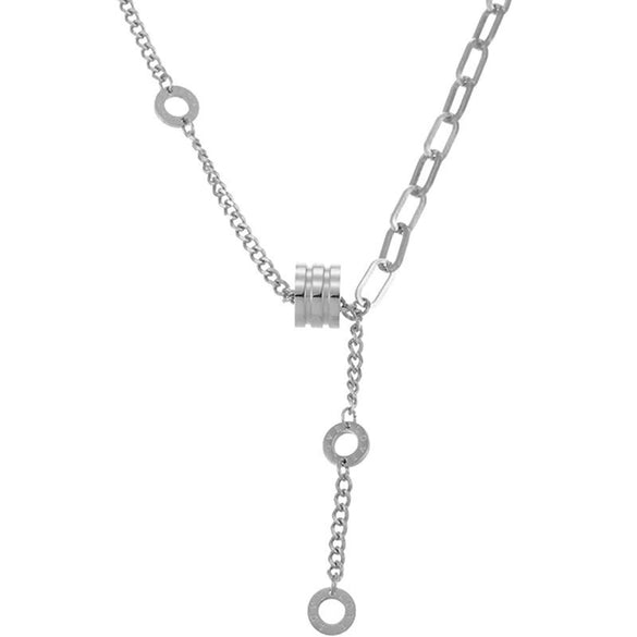 Titanium Steel Light Luxury Geometric Tassel Women's Clavicle Chain With Electroplating