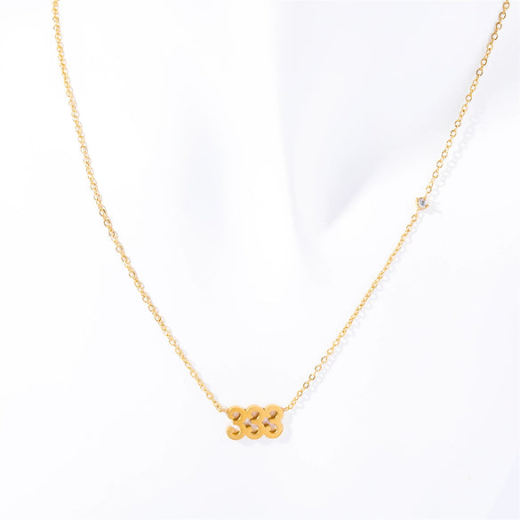 Titanium Steel Light Luxury Letters Numbers Text Electroplated Pendant Necklace For Women
