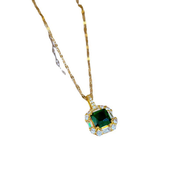 Titanium Steel Light Luxury Microinlaid Real Gold Zircon Full Diamond Arch Chain Necklace With Geometric And Cartoon Design