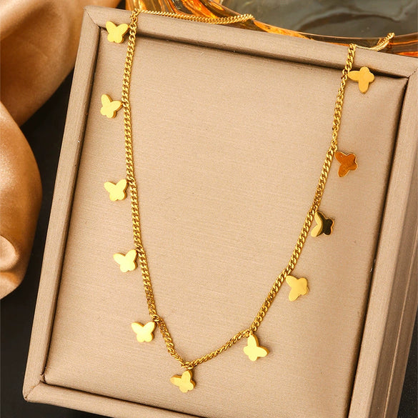 Titanium Steel Light Luxury Women's Necklace With Electroplating Design Constellation Heart Fruit And Various Shapes Pendant And Conventional Chain
