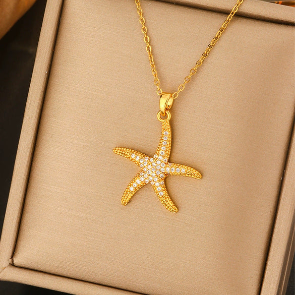 Titanium Steel Light Luxury Women's Necklace With Electroplating Design Constellation Heart Fruit And Various Shapes Pendant And Conventional Chain
