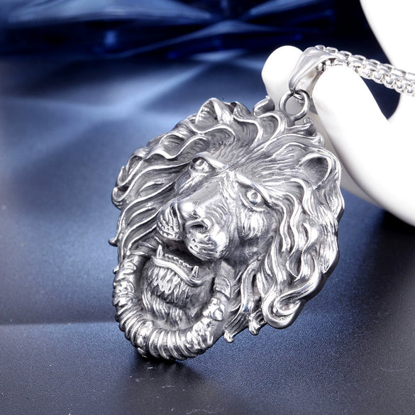 Titanium Steel Lion Head Pendant Casting Men's Jewelry