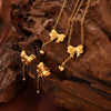 316L Stainless Steel Love Bow Jewelry With Electroplating Unisex Pendant And Earrings Set
