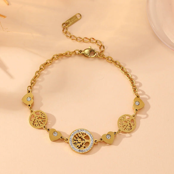 Titanium Steel Love Buckle Steel Ball Peach Heart With Lock Cartoon Style Electroplated Women's Bracelet