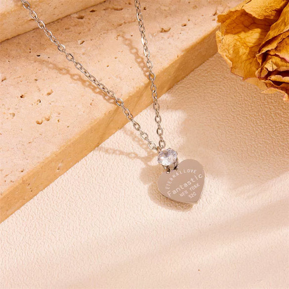 Titanium Steel Love Flat Necklace And Earrings Set With Geometric Water Drops Bell Pattern Electroplated Box Chain Style For Women And Unisex