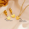 Titanium Steel Love Flat Necklace And Earrings Set With Geometric Water Drops Bell Pattern Electroplated Box Chain Style For Women And Unisex