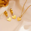 Titanium Steel Love Flat Necklace And Earrings Set With Geometric Water Drops Bell Pattern Electroplated Box Chain Style For Women And Unisex