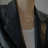 Titanium Steel Love Heart Doublelayer Women's Necklace With Snake Bone Chain And Stereo Peach Heart Pendant Light Luxury Style