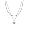 Titanium Steel Love Heart Doublelayer Women's Necklace With Snake Bone Chain And Stereo Peach Heart Pendant Light Luxury Style