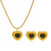 Titanium Steel Love Heartshaped Jewelry Set With Gem Inlaid And Electroplated