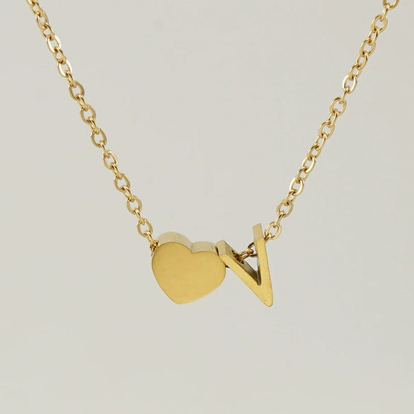 316L Stainless Steel Love Letter Necklace With English Letter Pendant And Cross Chain