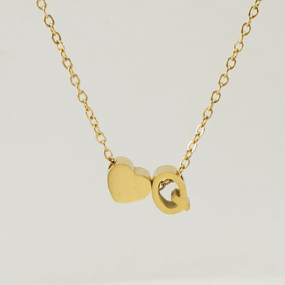 316L Stainless Steel Love Letter Necklace With English Letter Pendant And Cross Chain