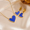 Titanium Steel Love Necklace And Ear Buckle Suit With Hands Pattern And Electroplating Geometric Styling For Women