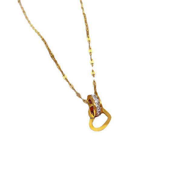 Titanium Steel Love Ring Exquisite Furnace Real Gold Clavicle Chain For Female With Geometric Pattern And Electroplating Treatment