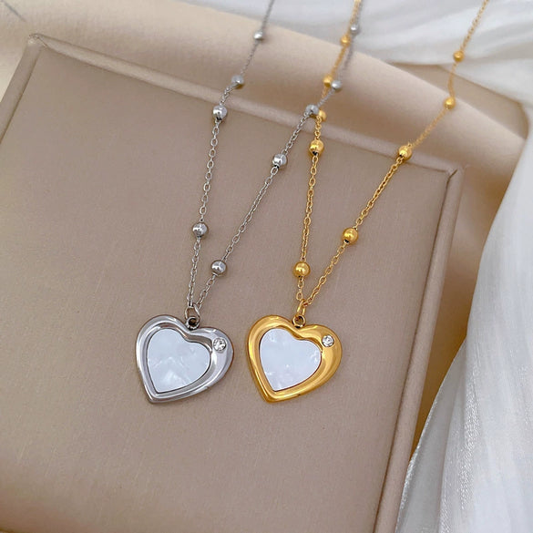 Titanium Steel Love Shell Geometric Cartoon Style Electroplated Unisex Necklace