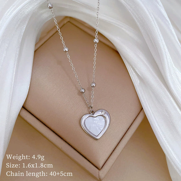 Titanium Steel Love Shell Geometric Cartoon Style Electroplated Unisex Necklace