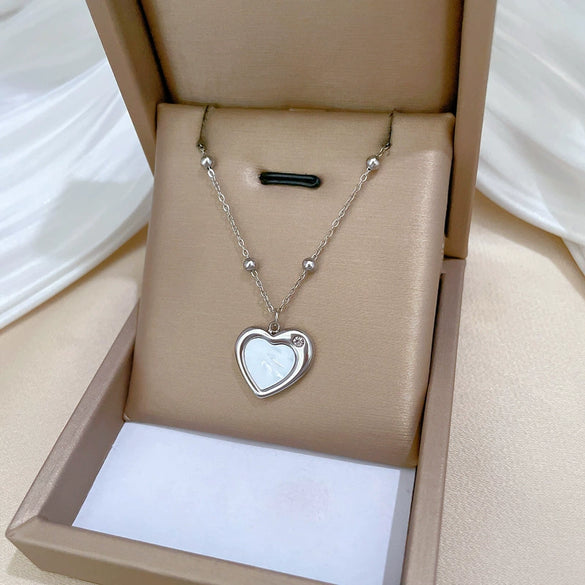 Titanium Steel Love Shell Geometric Cartoon Style Electroplated Unisex Necklace